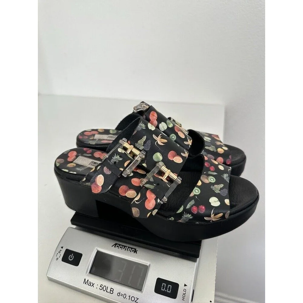 Miista London Fruit Buckle Platform Black Sandals Block Heel Women EU 36 US 5.5